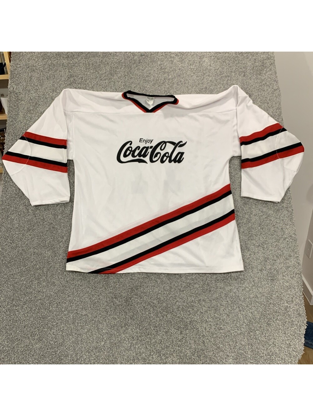Coca-Cola Hockey Jersey Vintage 90s Athletic Knit Canada Retro Men’s XXL